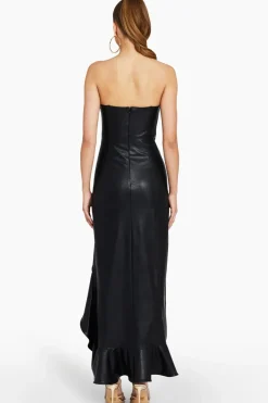 Sale - Symone Dress In Faux Leather - Black Dresses | Long Dresses