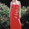 Online - Waterlily Lux Dress - Red Dresses | Midi