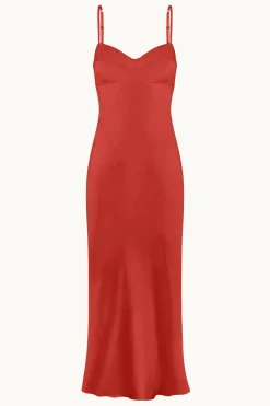 Online - Waterlily Lux Dress - Red Dresses | Midi
