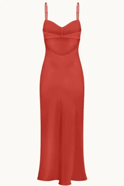 Online - Waterlily Lux Dress - Red Dresses | Midi