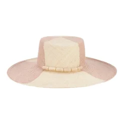New - Cordovez Wide Brim 4” - Cassia/Natural & Rose Quartz/Oval Tagua Beads Hats