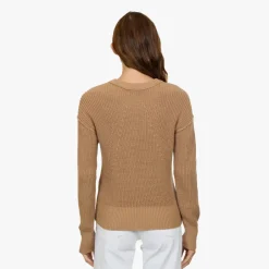 Clearance - Exposed Seam Shaker Crew - Camel Sweaters & Knits