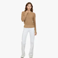 Clearance - Exposed Seam Shaker Crew - Camel Sweaters & Knits