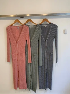 New - Feeder Stripped Ribbed Maxi Cardigan In Multiple Colors Dresses | Long Dresses