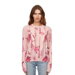 Sale - Floral Printed Cable & Pointelle Crew - Confection Combo Sweaters & Knits