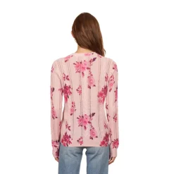 Sale - Floral Printed Cable & Pointelle Crew - Confection Combo Sweaters & Knits