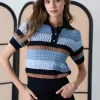 Clearance - Mixed Stitch Polo - Navy Blue Combo Sweaters & Knits