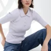 New - Pearl Trimmed Polo - Ice Lavender Sweaters & Knits