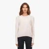 Outlet - Puff Sleeve Crew w/ Floral Hand Embroidery - Chalk Puff Shoulders | Sweaters & Knits