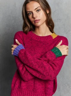 Clearance - Tweed Color Block Crew - Barbie Multi Sweaters & Knits