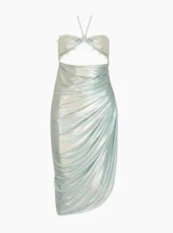 Hot - Cartagena Dress - Shiny Green Dresses | Midi