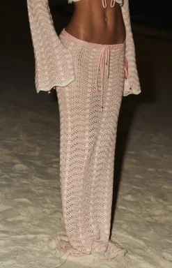 New - Miana Skirt - Knitted Pink Stripes Coverups