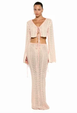 New - Miana Skirt - Knitted Pink Stripes Coverups