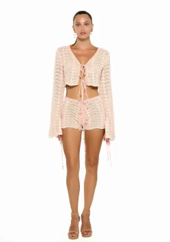 Fashion - Miana Top - Knitted Pink Stripes Coverups