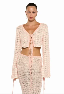 New - Mina Shorts - Knitted Pink Stripes Coverups