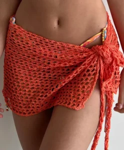 Discount - Mini Net Sarong - Orange Coverups