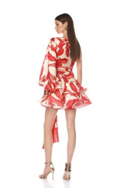 Hot - Bedouin Palm One Sleeve Mini Dress - Red Multi Mini Dresses | Dresses