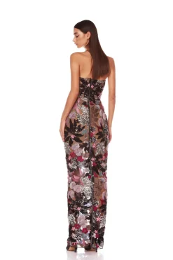 New - Dahlia Embroidered Strapless Maxi Dress - Silver Multi Dresses | Long Dresses