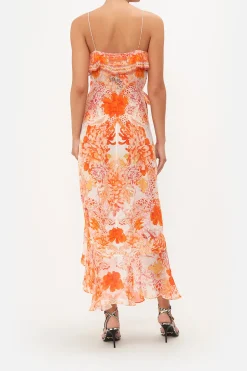 Outlet - Long Wrap Dress with Frill - Dragon Mother Dresses | Long Dresses