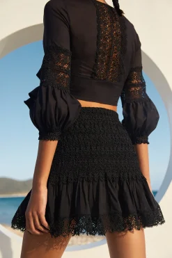 Sale - Short Skirt Fleur - Black Mini Skirts