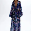 New - Fortune Robe - Hibiscus Blue Coverups