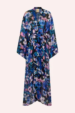 New - Fortune Robe - Hibiscus Blue Coverups