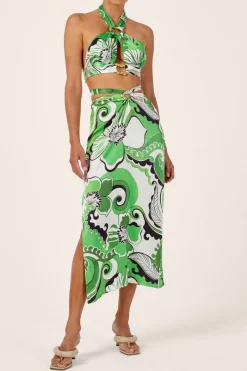 Hot - Haven Tie Detail Skirt - Fern Long Skirts