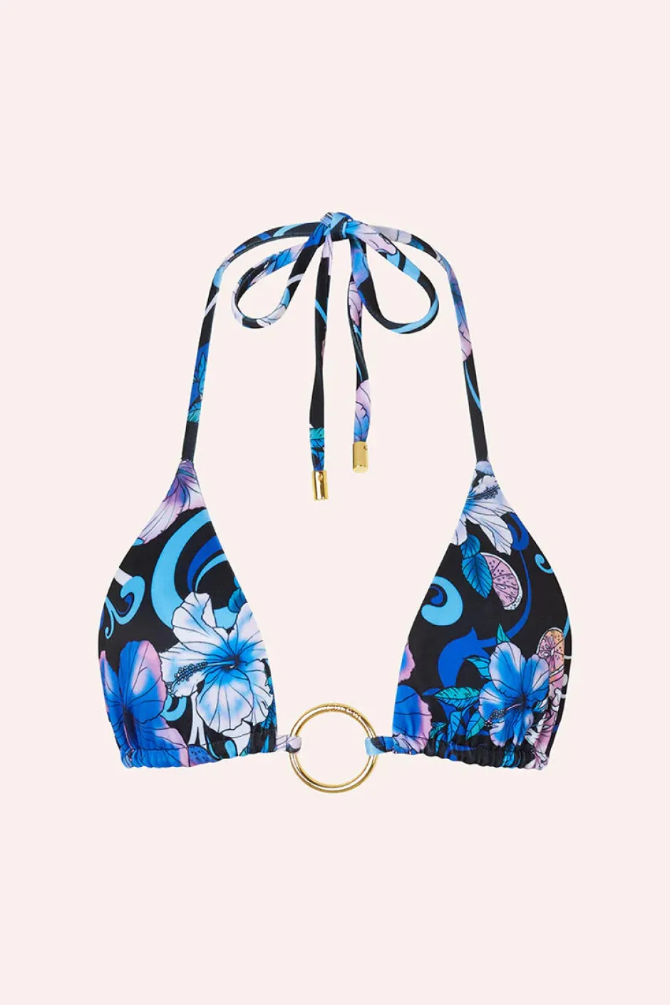Fashion - Isle Hoop Halter - Hibiscus Blue Bikini