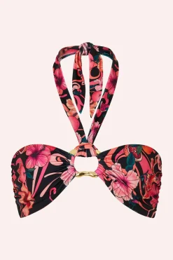 New - Locket Bandeau Top - Hibiscus Pink Bikini