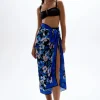 Clearance - Long Silky Scarf - Hibiscus Blue Coverups