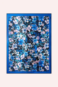 Clearance - Long Silky Scarf - Hibiscus Blue Coverups