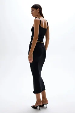 New - Skyline Rib Knit Dress - Black Dresses | Midi