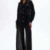 Online - Solace Button Up Shirt - Black Coverups