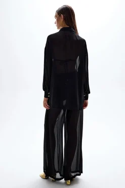 Online - Solace Button Up Shirt - Black Coverups