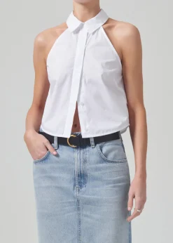 Hot - Adeline Sleeveless Shirt - Optic White Crop Tops