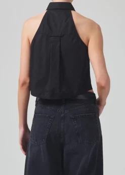 Discount - Adeline Sleeveless Shirt - Black Crop Tops