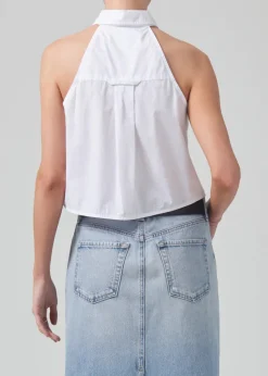 Hot - Adeline Sleeveless Shirt - Optic White Crop Tops