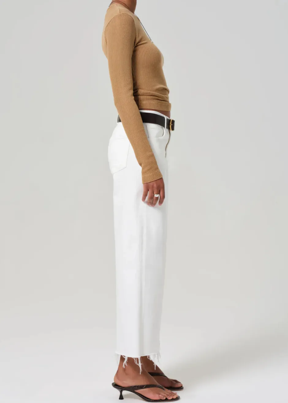 Outlet - Lyra Wide Leg Crop - Soft White Denim | All Denim