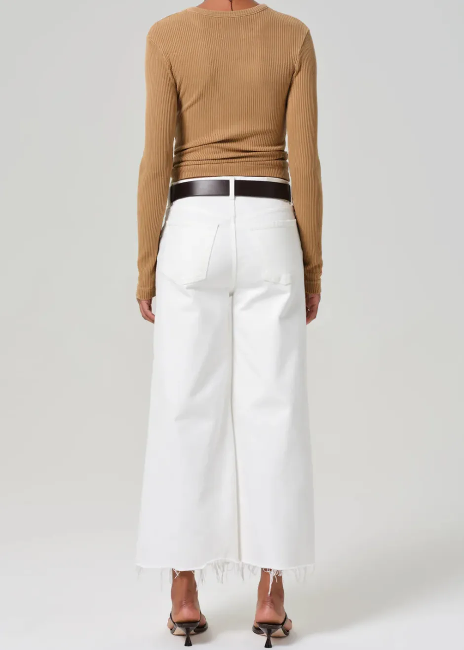 Outlet - Lyra Wide Leg Crop - Soft White Denim | All Denim