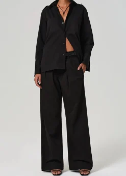 Outlet - Petra Pleated Trouser - Black Pants