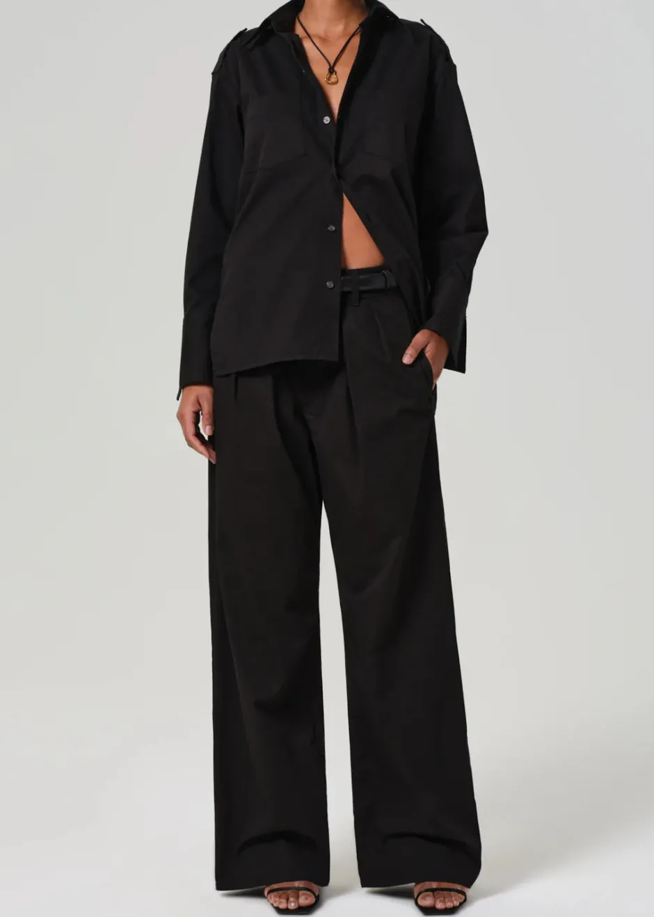 Outlet - Petra Pleated Trouser - Black Pants