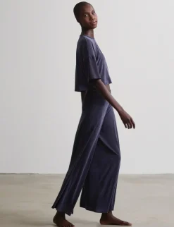 Best - Vegan Silk Wide Leg Pants - Steel Blue Pants