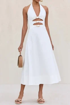 Sale - Braxton Dress - Off White Midi | Midi Dresses