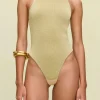New - Cassius Knit Bodysuit - Gold Bodysuits