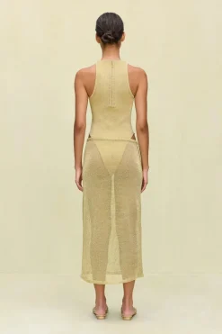 New - Cassius Knit Bodysuit - Gold Bodysuits