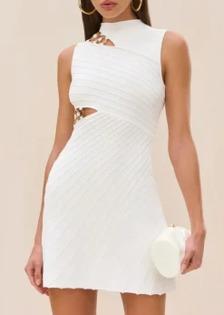 Discount - Dimetria Knit Dress - Off White Mini Dresses | Dresses