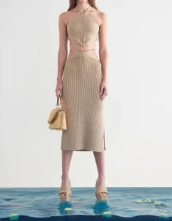 Hot - Zariana Knit Skirt - Ecru Long Skirts