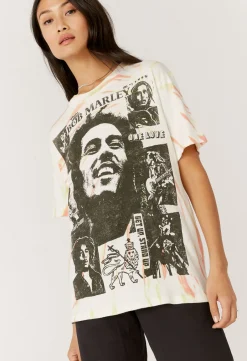 Discount - Bob Marley Collage Weekend Tee - Acid Splash Tie Dye Graphic Tees