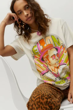 Hot - Elton John 1975 Boyfriend Tee - Stone Vintage Graphic Tees