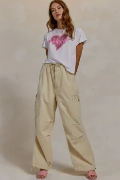 Online - Hole Glitter Heart Solo Tee - Optic White Graphic Tees